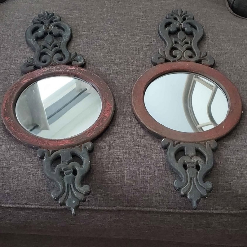 Vintage-Style Black and Brown Wall Mirrors